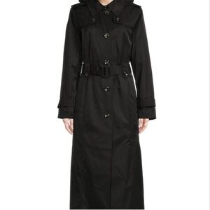 London Fog Heritage Classic Black maxi Trench Coat with Hood